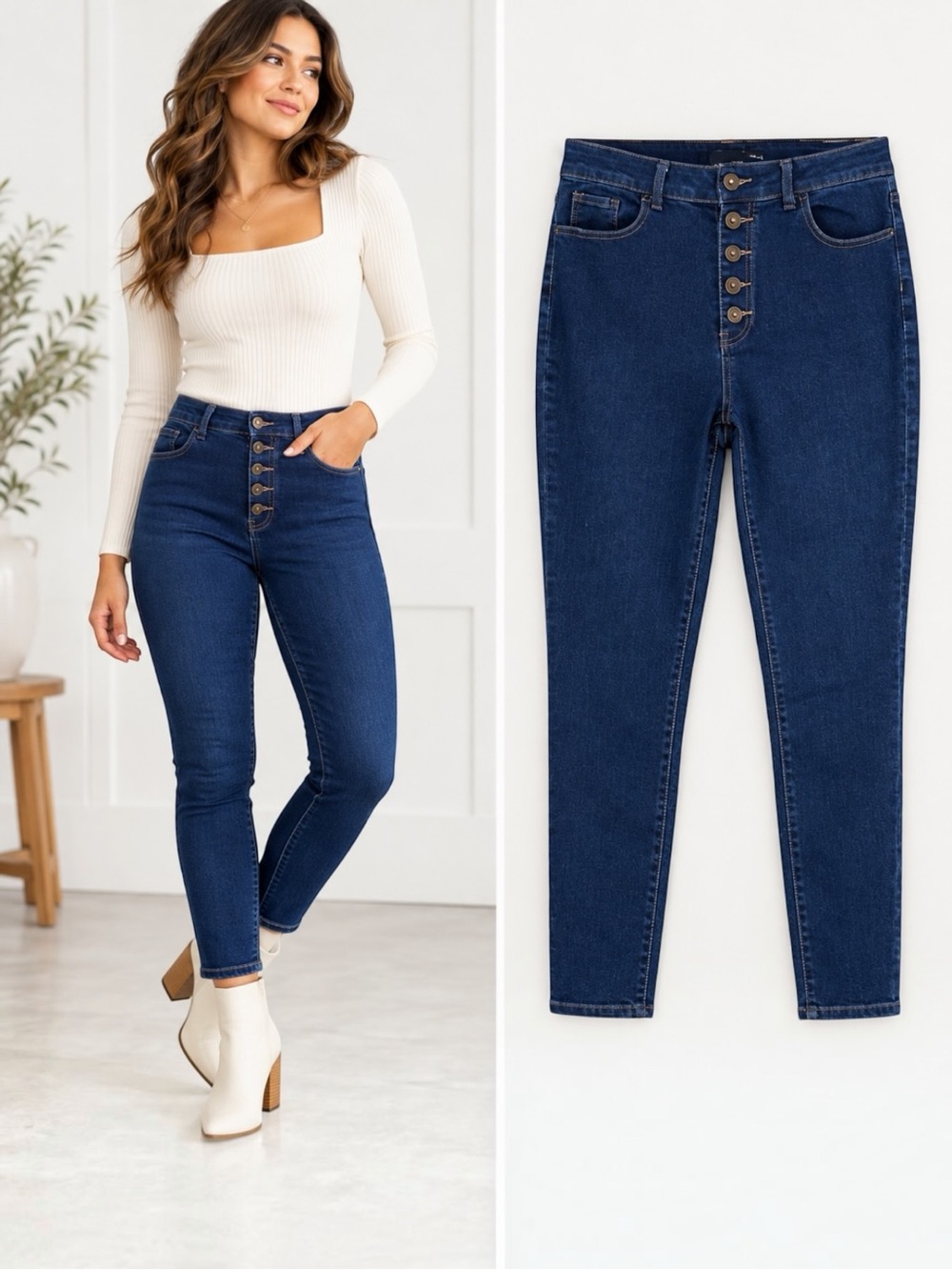 One Republic for All Women’s Dark Wash High Rise Button Fly Skinny Jeans Size 12
